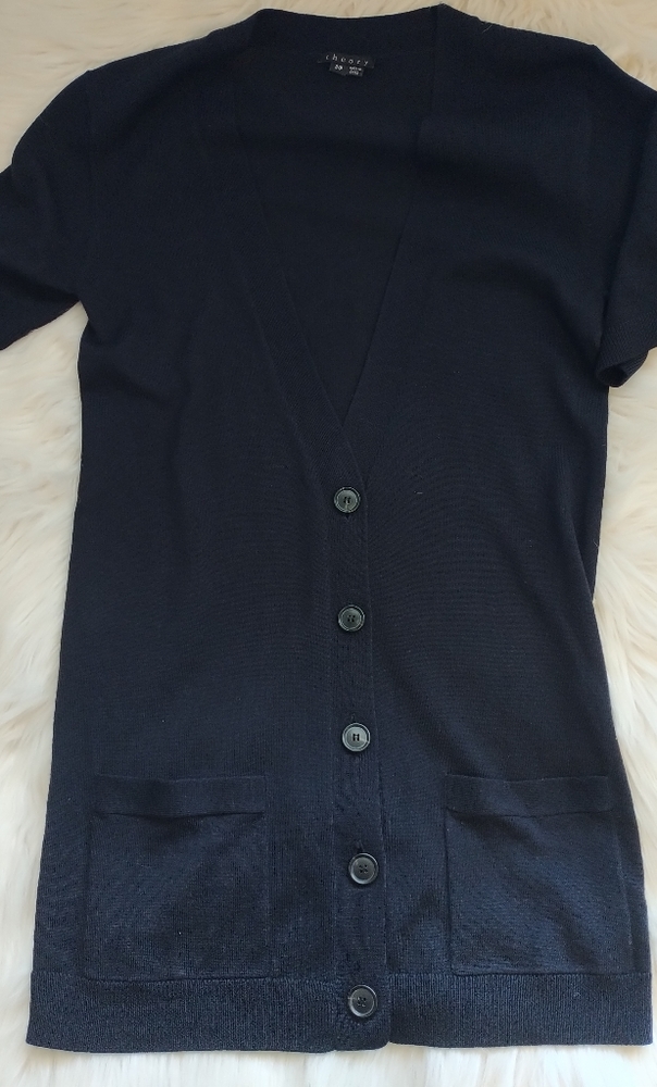 Theory Wool Cardigan Short Sleeve Button Front - Picture 7 of 7